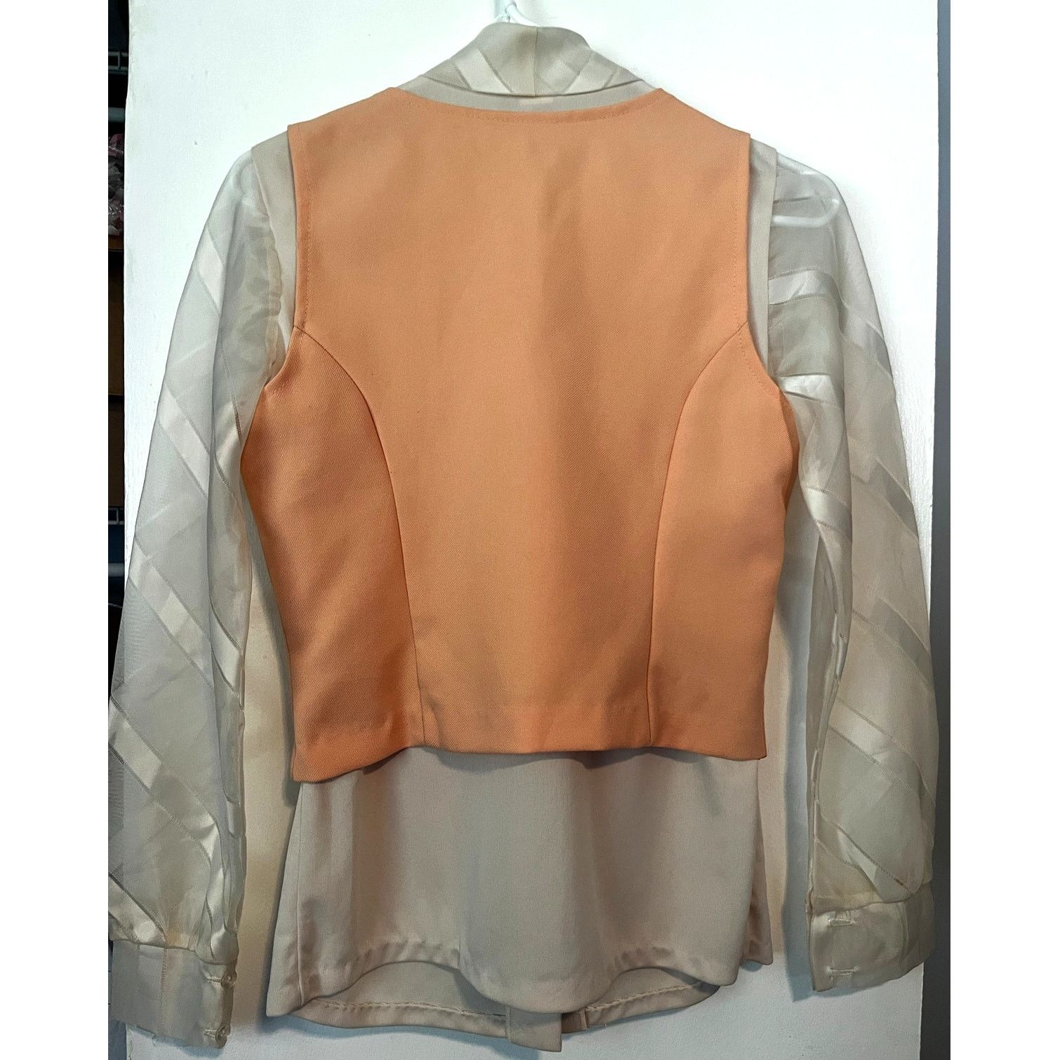Vintage Vintage 70's Union Made Cream Orange Vest Jacket Top Small Size S / US 4 / IT 40 - 2 Thumbnail