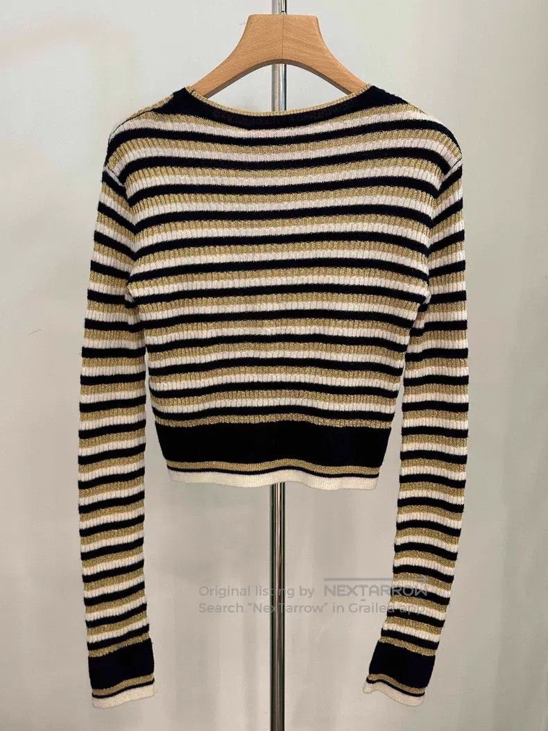 Valentino Valentino Black gold striped knit Size S / US 4 / IT 40 - 2 Thumbnail
