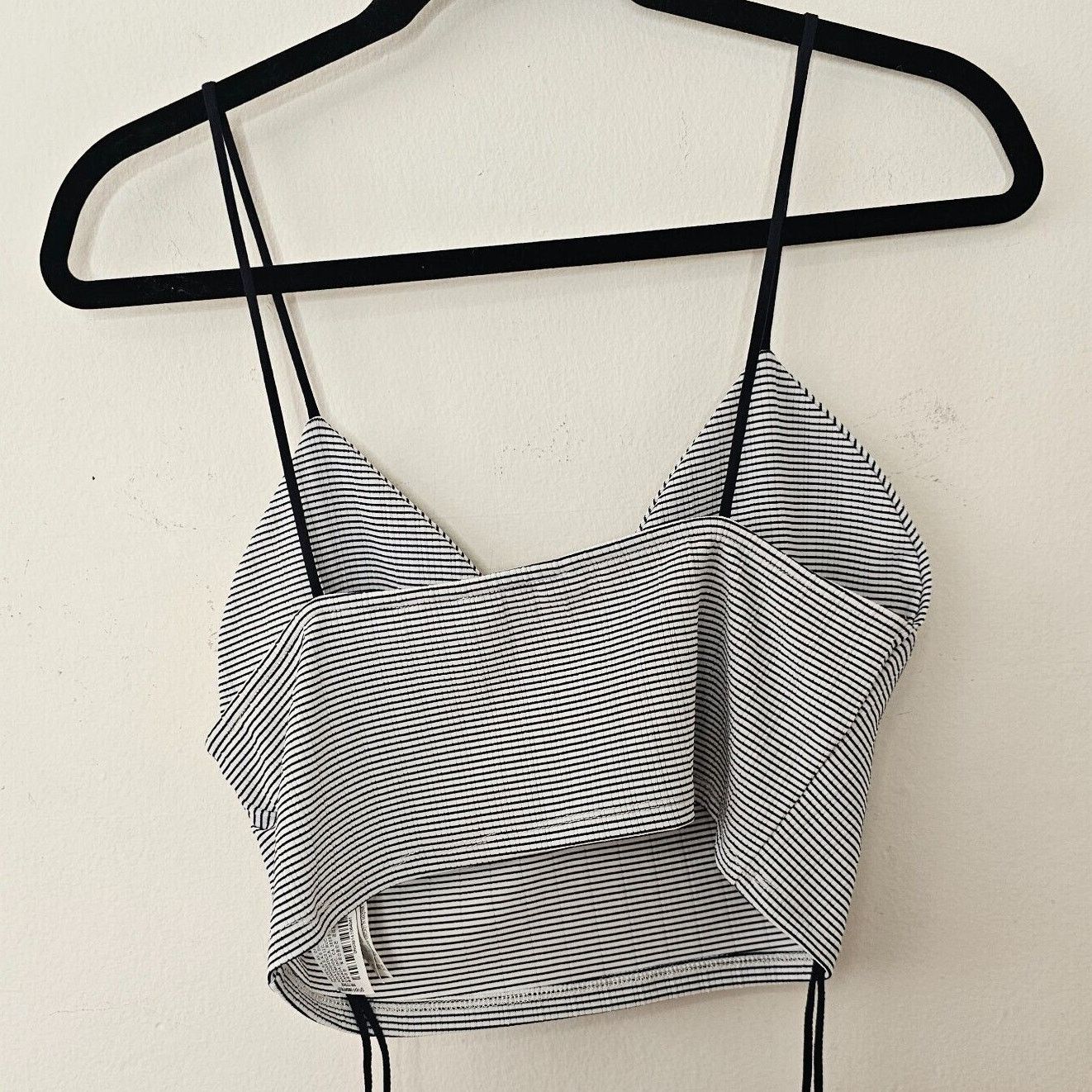 Zara Zara Navy & White Stripe VNeck Bralette Style Crop Top Large Size L / US 10 / IT 46 - 4 Thumbnail