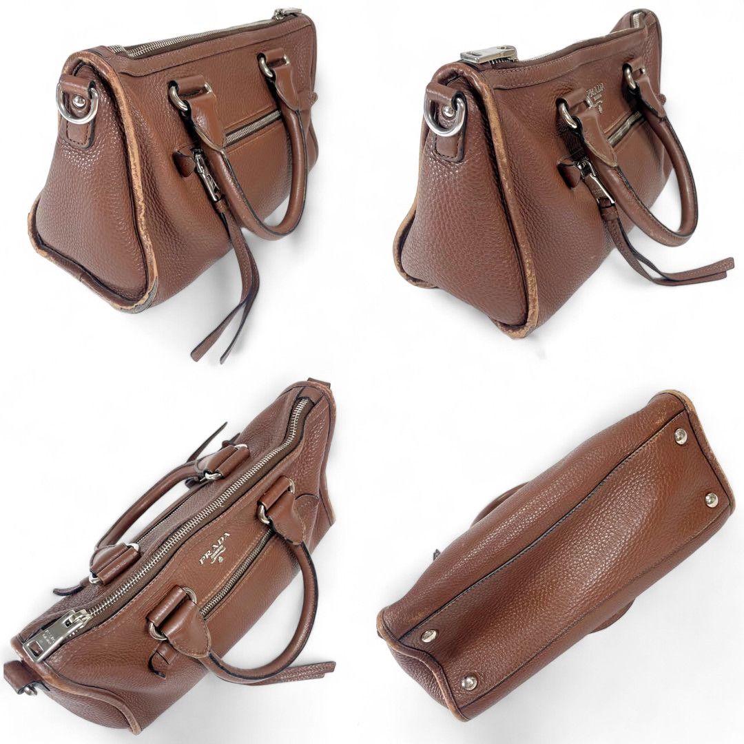 Prada Prada - Brown Leather Handbag Shoulder Bag Size ONE SIZE - 5 Thumbnail