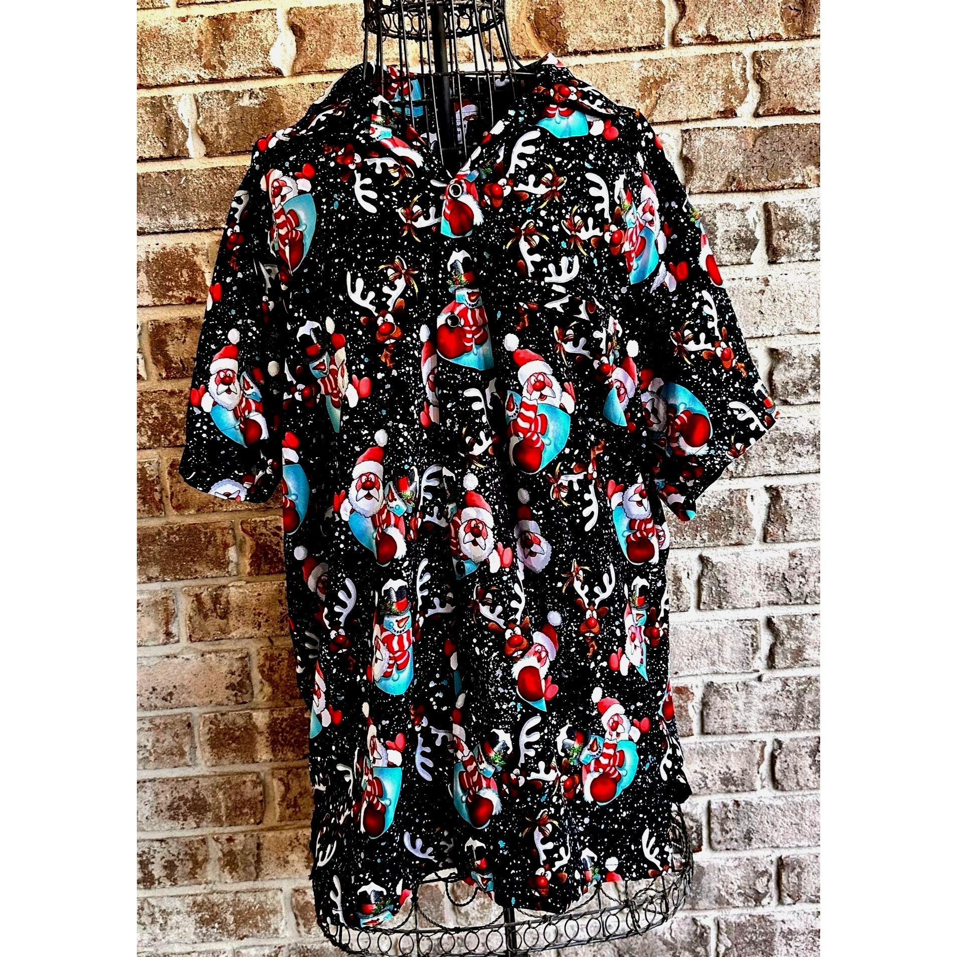 Vintage VTG King Kameha Santa Hawaiian Shirt Large Navy Size US L / EU 52-54 / 3 - 1 Thumbnail
