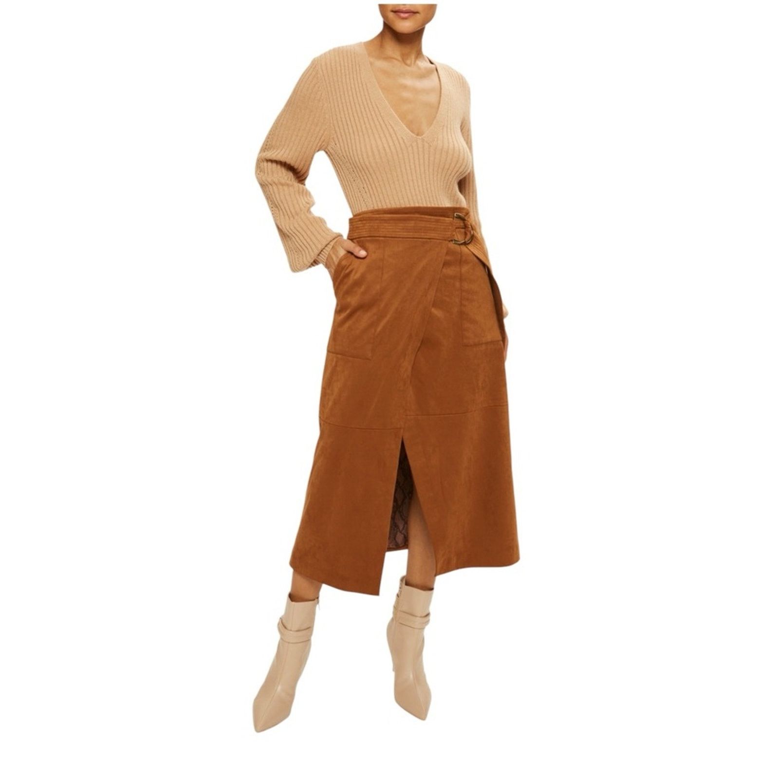 Ramy Brook NWT Ramy Brook Faux Suede Delphia Midi Skirt Size 2 Brown Size 26" / US 2 / IT 38 - 5 Thumbnail