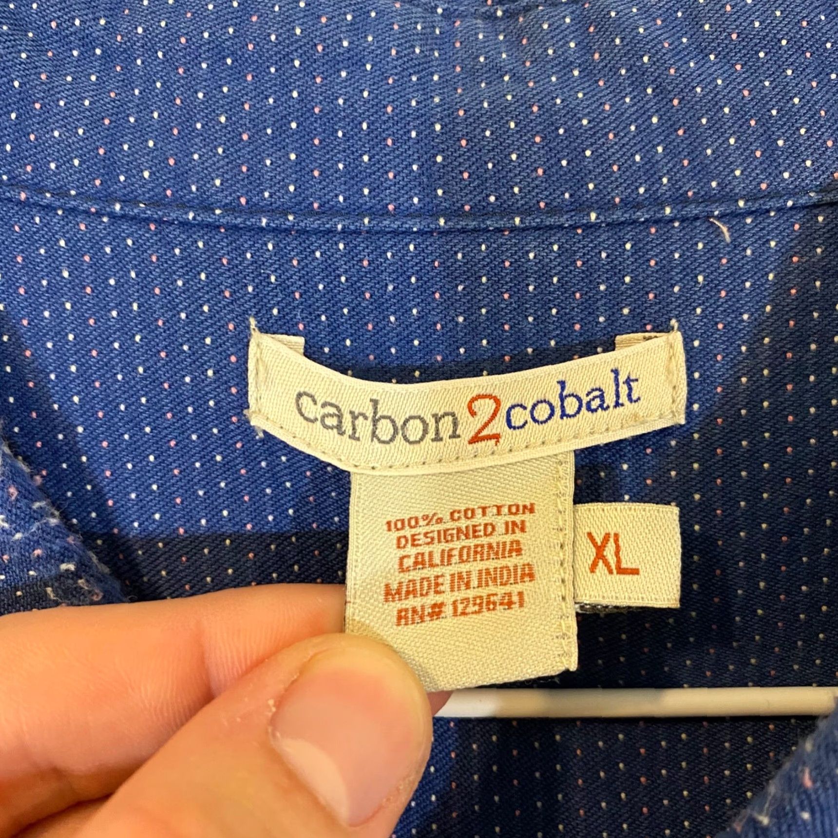 Carbon2Cobalt Carbon 2 Cobalt Shirt Mens Blue XL Micro Dot Button Down Long Sleeve Pocket Size US XL / EU 56 / 4 - 3 Thumbnail