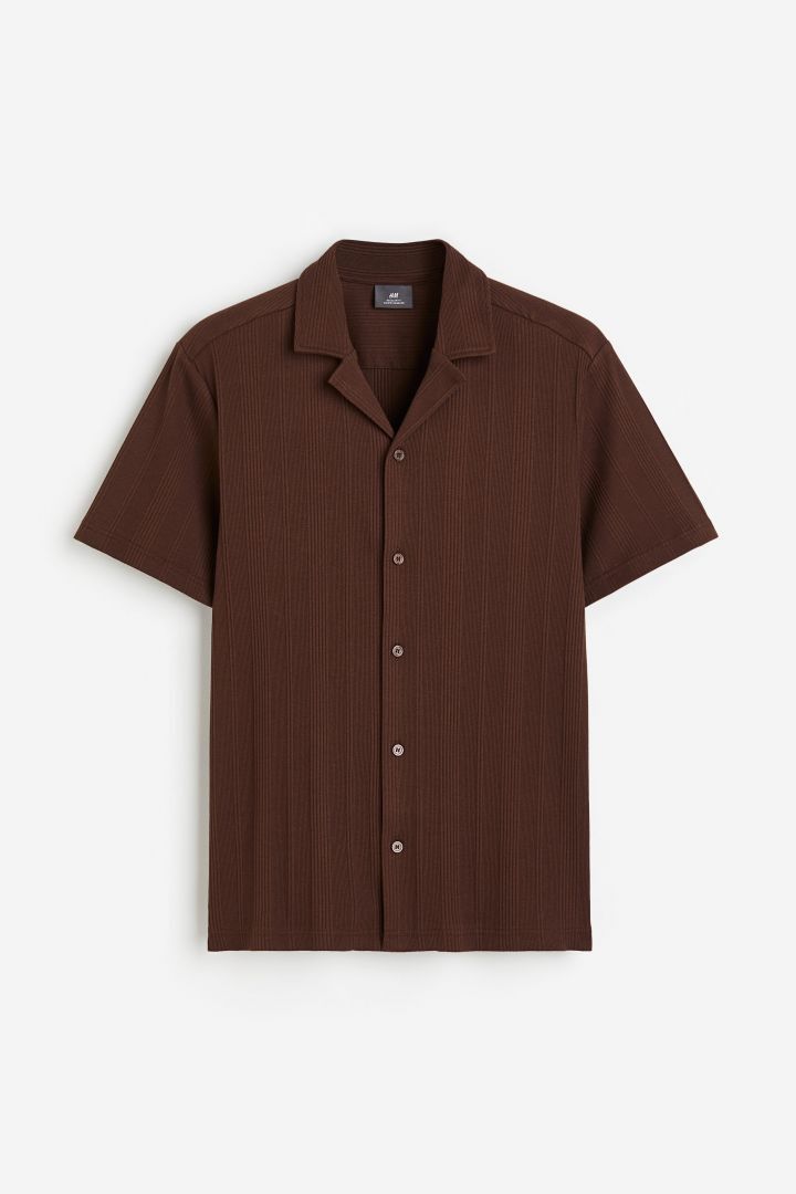 H&M Regular Fit Ribbed Resort Shirt Size US S / EU 44-46 / 1 - 1 Thumbnail