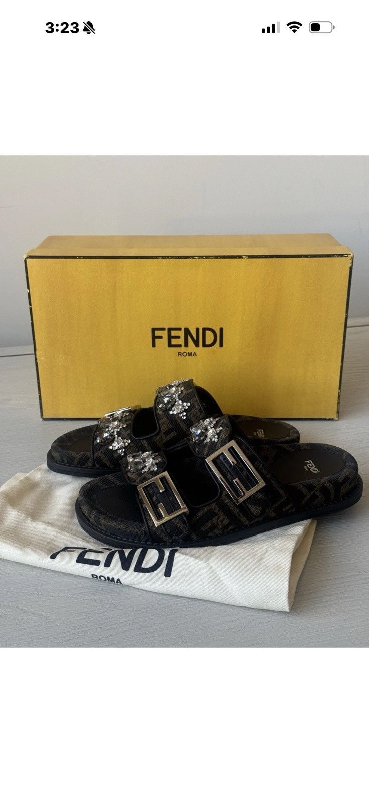 Fendi Fendi Crystal Ff Fabric Slides size 37 Size US 6.5 / IT 36.5 - 2 Thumbnail