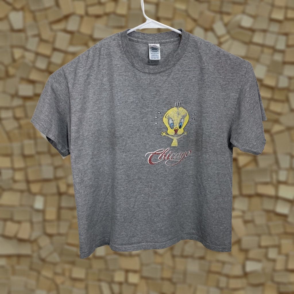 Vintage VINTAGE Looney Tunes Tweety Bird Chicago T-Shirt XL Grey Shirt Men Regular Short Sleeve Crew Neck Graphic Print T-Shirt Size US XL / EU 56 / 4 - 1 Thumbnail