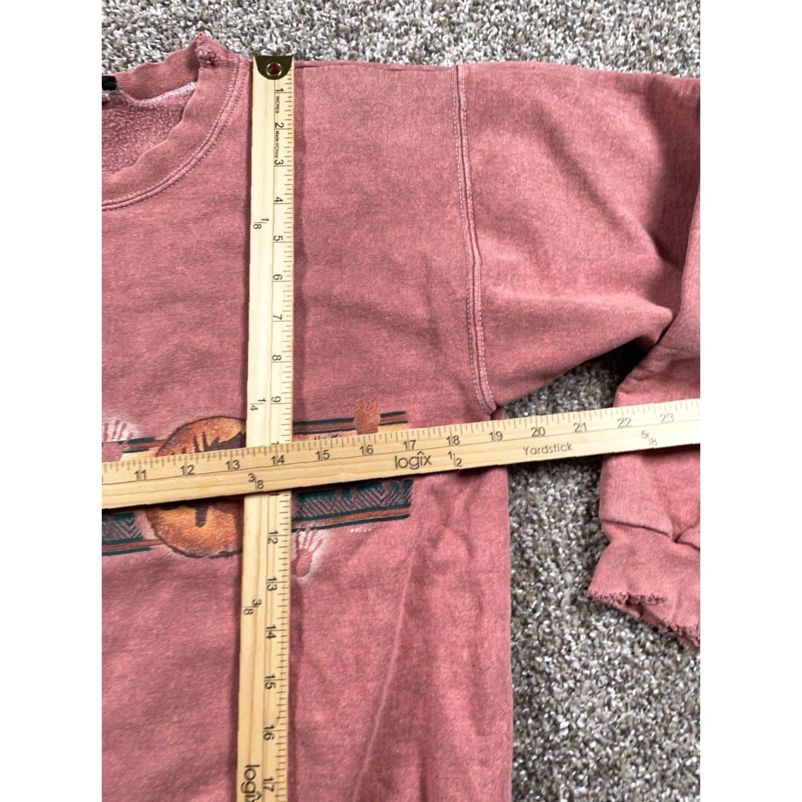 Vintage VINTAGE Stone Aged Rock Wear Sweatshirt Crew Neck Red Tie Dye Moose Print Adult Small Distressed Long Sleeve Pullover Cotton Polyester Cotton Blend Size US S / EU 44-46 / 1 - 7 Thumbnail
