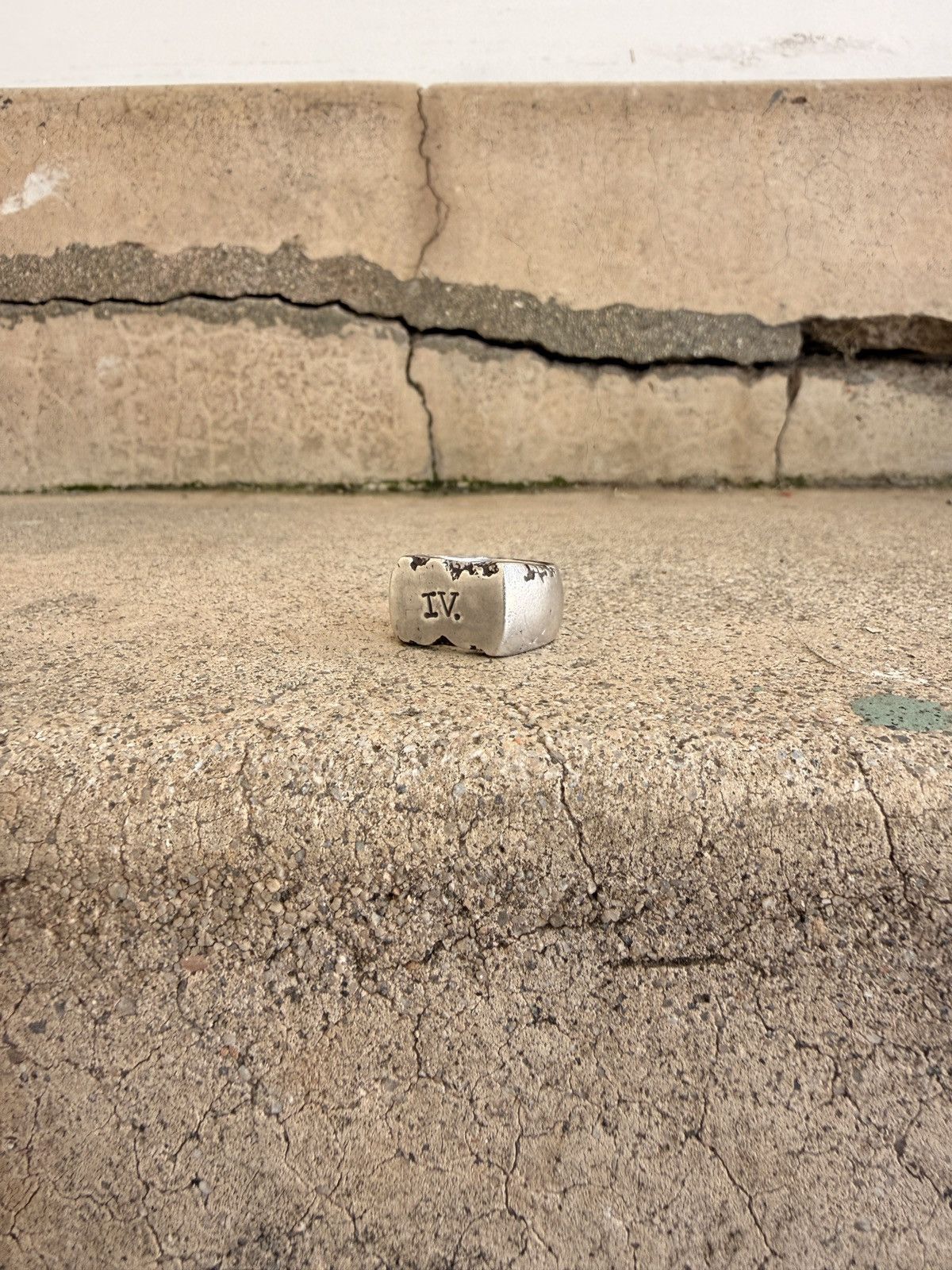 Sterling Silver Custom “IV” Signet Ring Size ONE SIZE - 1 Thumbnail