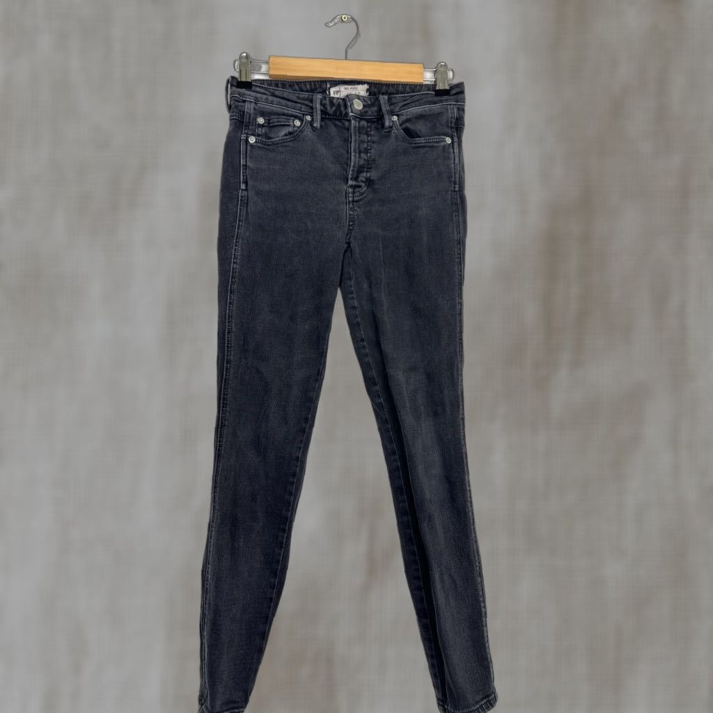 Free People VINTAGE Free People Jeans 25 Black Ankle Womens Regular Skinny Straight 27x27 Size 27" / US 4 / IT 40 - 1 Thumbnail