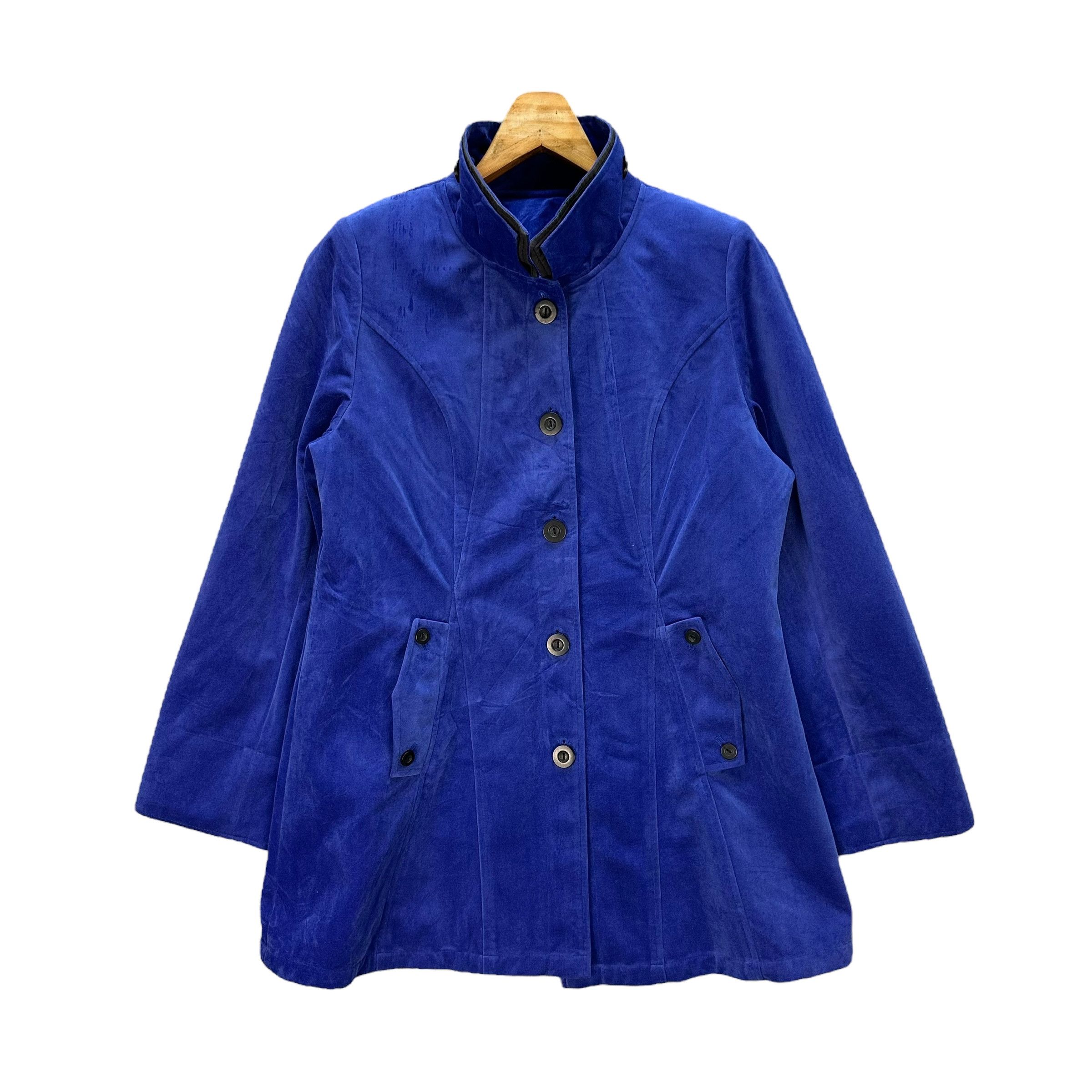 Longchamp LONGCHAMP Stand Collar Blue Button Jacket #A71-1734 Size L / US 10 / IT 46 - 1 Thumbnail