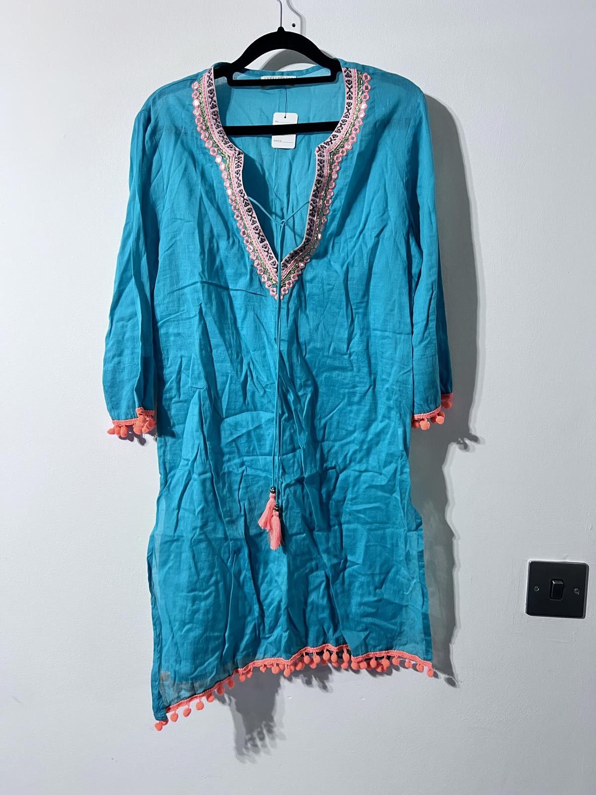 Other LaraEthnics Turquoise Cotton Kaftan Dress with Size S, UK 10 Size S / US 4 / IT 40 - 1 Thumbnail
