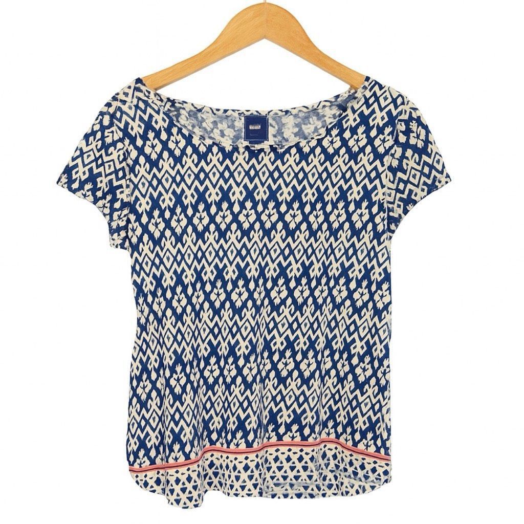 Saks Fifth Avenue Saks Fifth Avenue Women’s Abstract Print Top Blue White Red Size L / US 10 / IT 46 - 1 Thumbnail