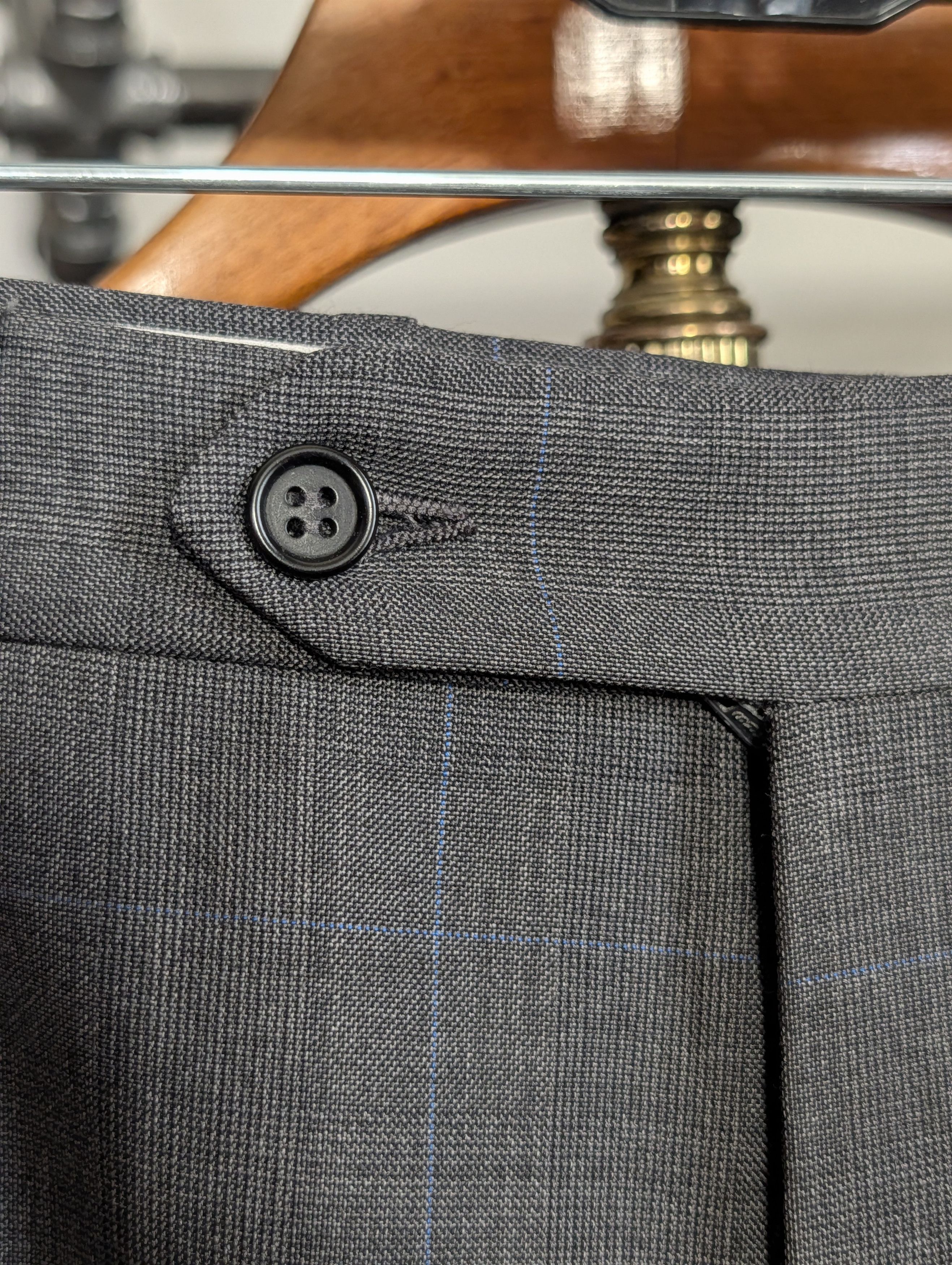 Canali Gray plaid cuffed Woolmark wool Italian trousers 37" Size US 37 - 4 Thumbnail