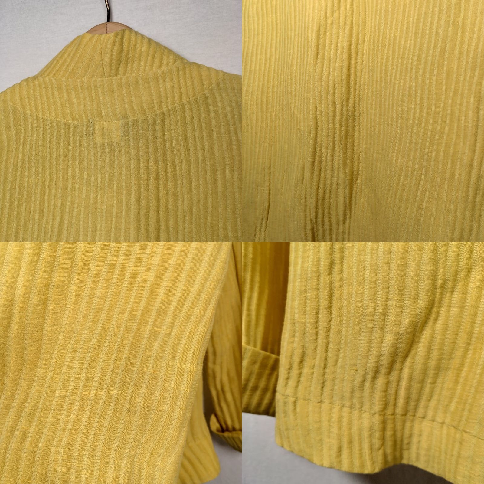 Vintage Lagenlook Blouse Cardigan One Size Linen Silk Gold Ribbed Long Sleeve Band Neck Gold Women Regular Earthy Natural Fall Spring Winter Gently Used Size ONE SIZE - 9 Thumbnail