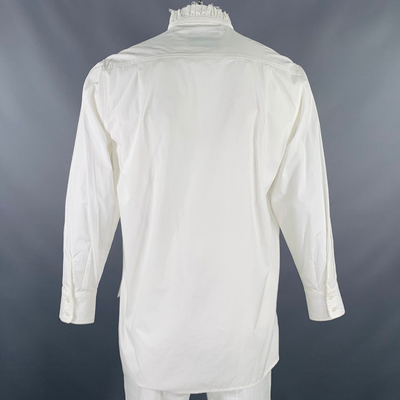 Other Size 48 White Pleated Cotton High Collar Long Sleeve Shirt Size US M / EU 48-50 / 2 - 4 Thumbnail