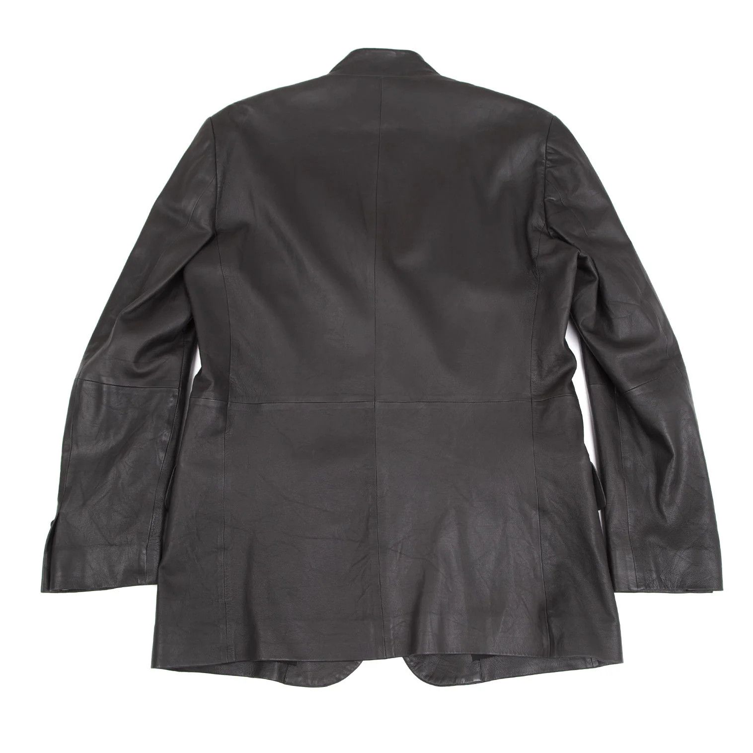 Issey Miyake Lamb Leather Band Collar Jacket in Black Size 4 Size US XL / EU 56 / 4 - 15 Thumbnail