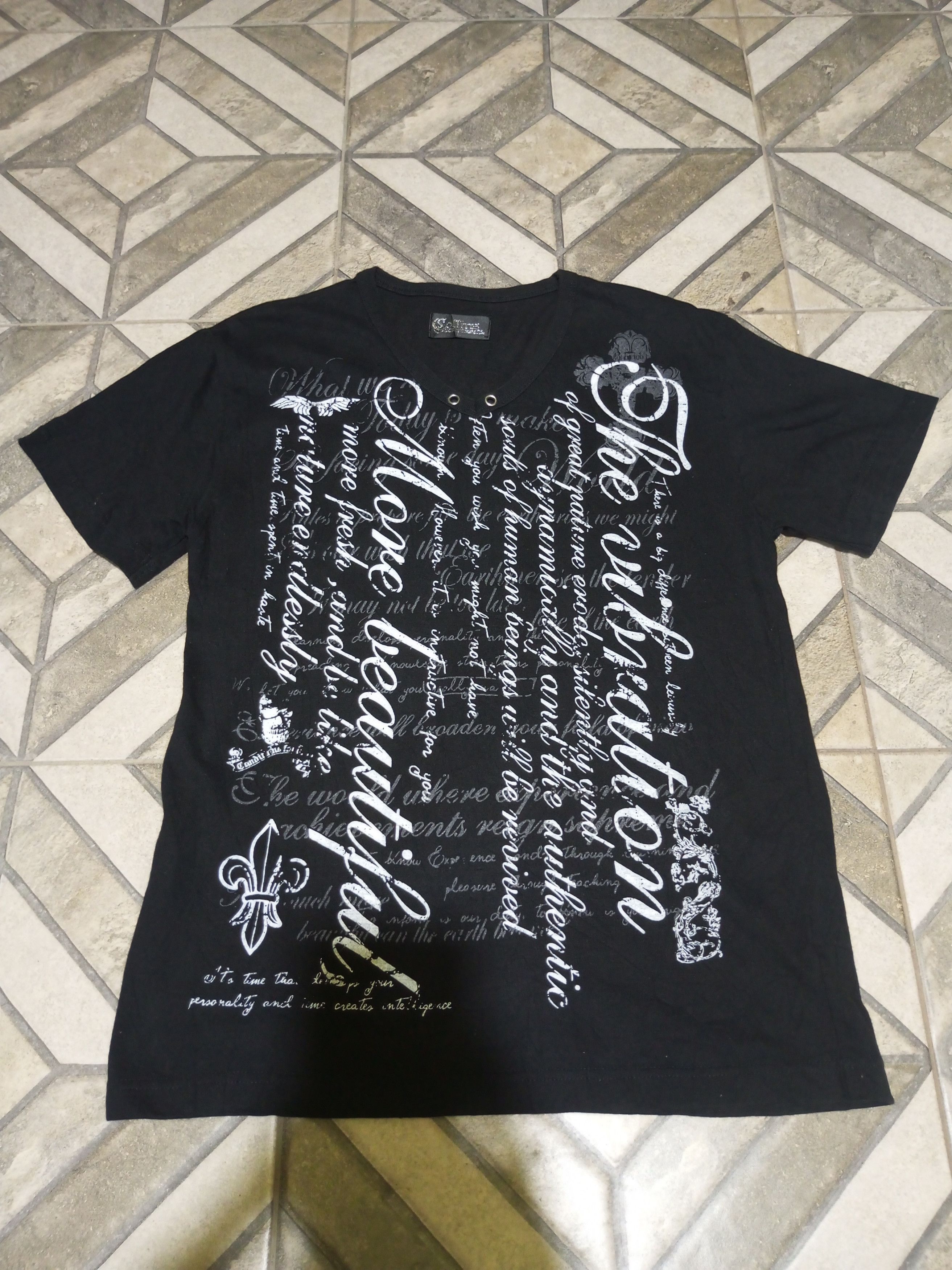 image of Archival Clothing x Vintage Y2K Sollins Poem T Shirt in Black, Men's (Size Medium)