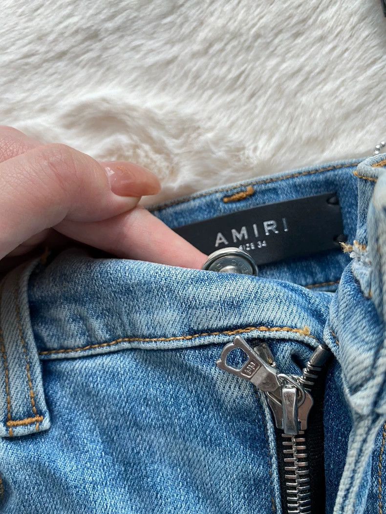 Amiri Amiri Washed Blue Destruction Thrasher Denim Jean Size US 34 / EU 50 - 7 Thumbnail