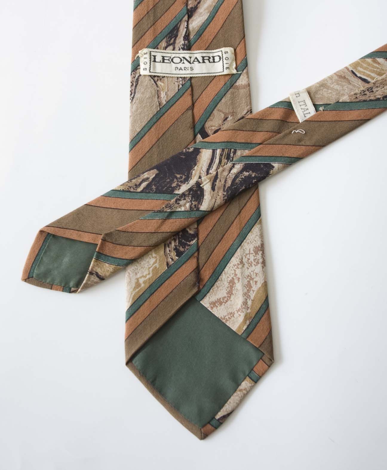 Leonard Paris × Vintage Leonard Paris Nectie Tie Silk Vintage Abstract Brown Size ONE SIZE - 4 Thumbnail