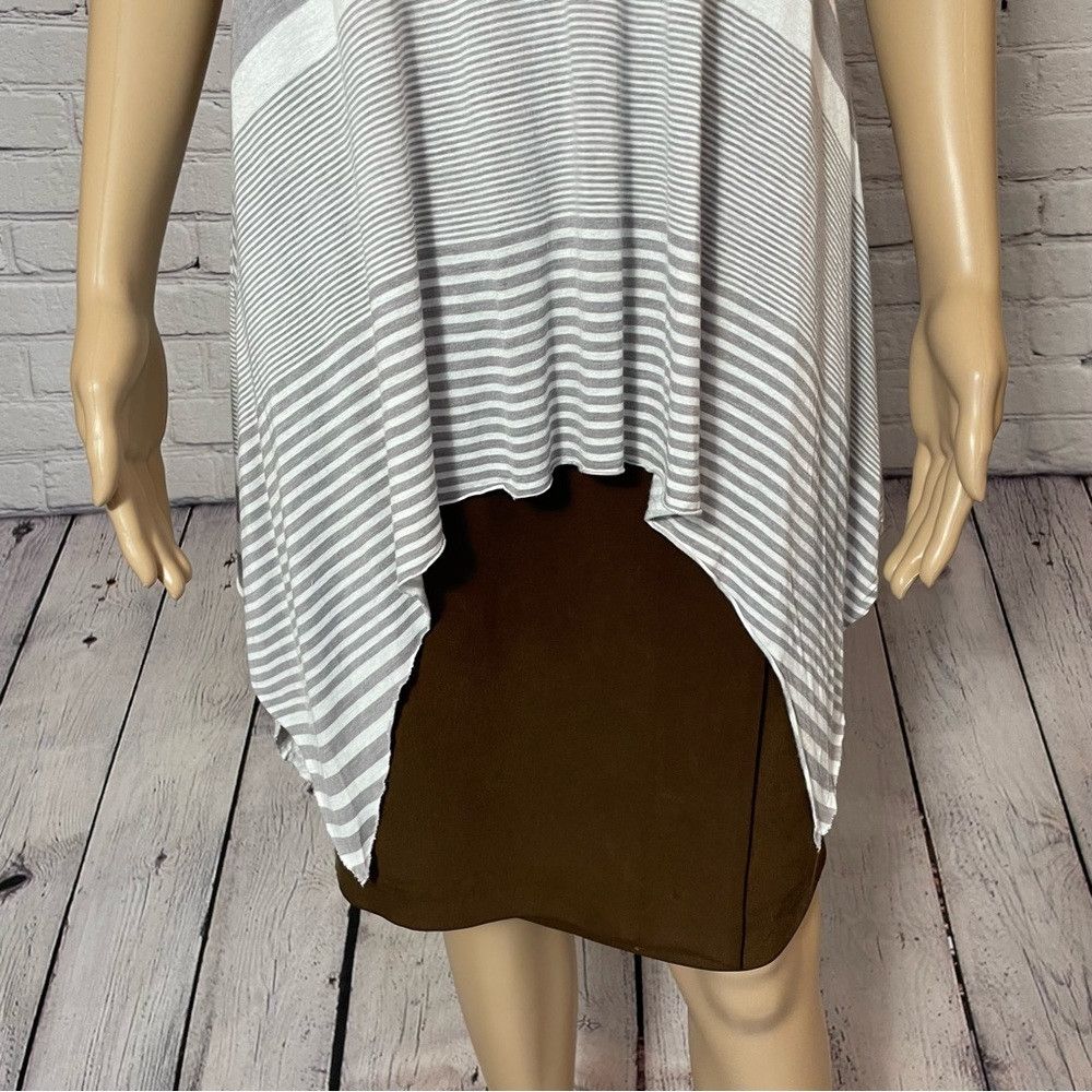 Vintage Havana Vintage Havana Grey White Striped Tank Asymmetrical Hem Ray Size L / US 10 / IT 46 - 8 Thumbnail
