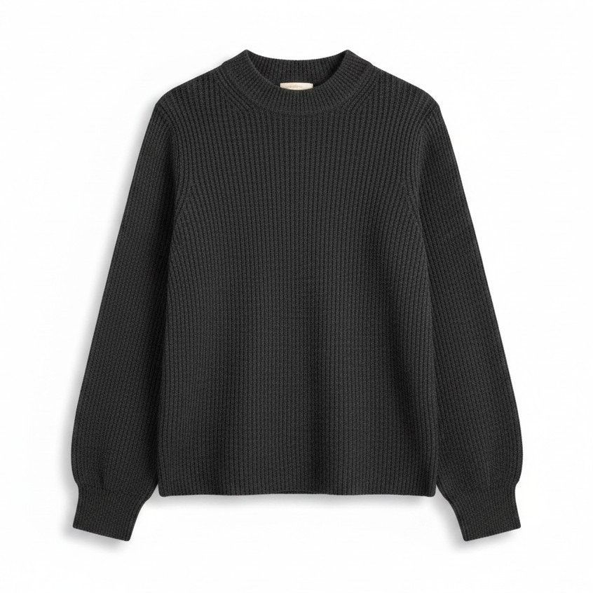 Madewell Madewell Women's Large Black Ribbed Funnel Neck Sweater Size L / US 10 / IT 46 - 1 Thumbnail