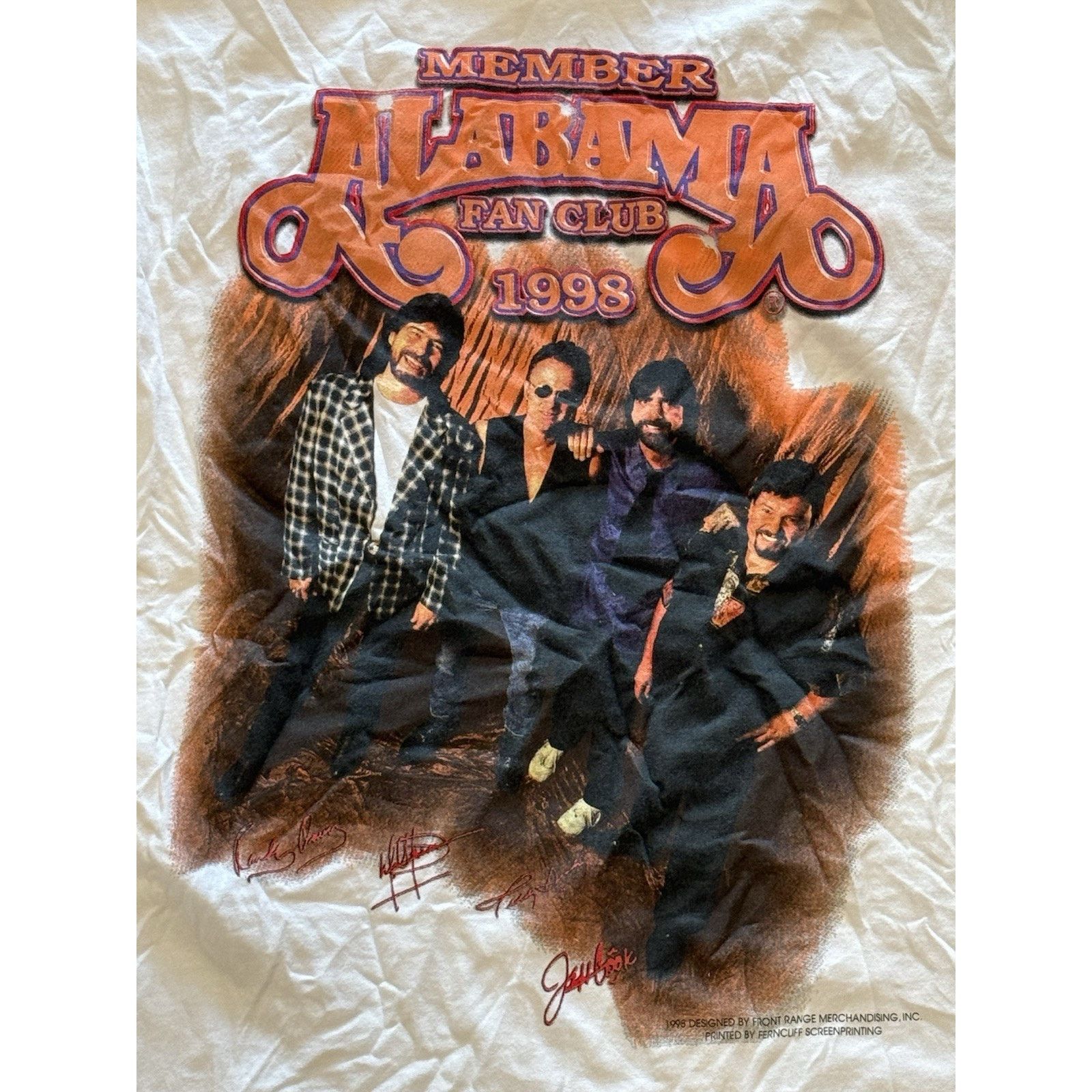 Fruit Of The Loom Vintage Alabama Fan Club 1998 Tour White Graphic Concert Tee Size US L / EU 52-54 / 3 - 6 Thumbnail