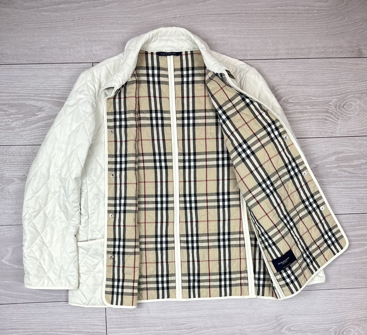 Burberry Burberry London White Quilted Nova Check Womens Jacket Size L / US 10 / IT 46 - 3 Thumbnail