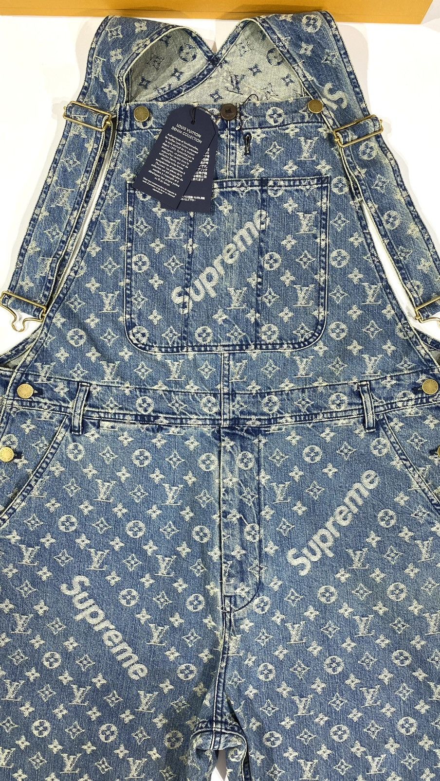 Louis Vuitton × Supreme Louis Vuitton X Supreme 32 Overall blue monogram denim Size US 32 / EU 48 - 4 Thumbnail