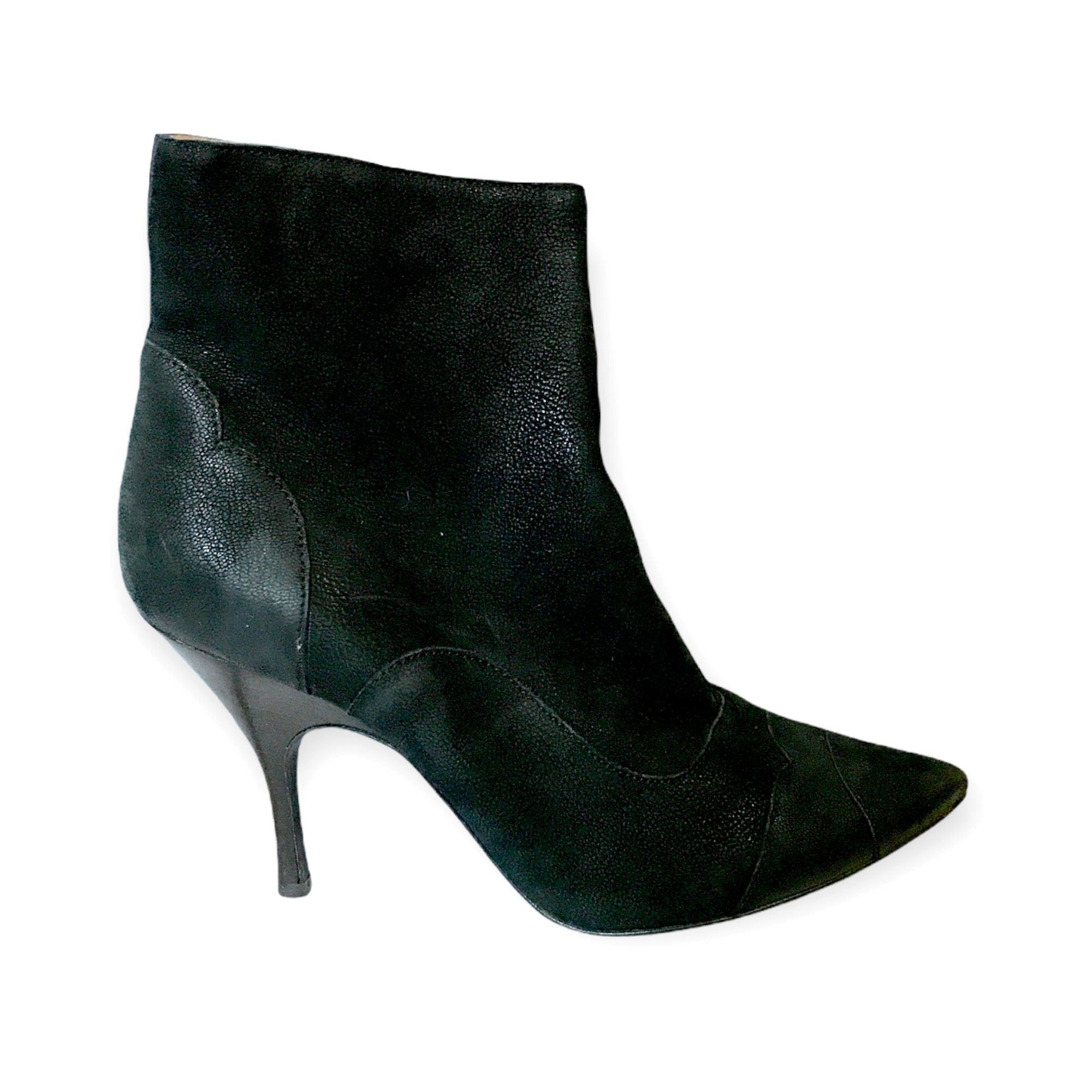 image of Lanvin Black Leather Ankle Booties. Size 39 Eu, Women's