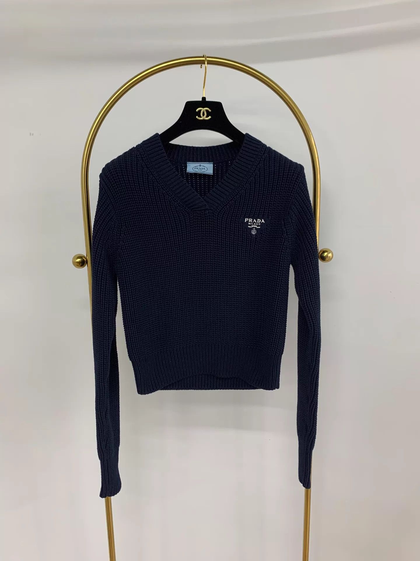 Prada Prada Navy Blue Knit Sweater 42 New Size M / US 6-8 / IT 42-44 - 1 Thumbnail