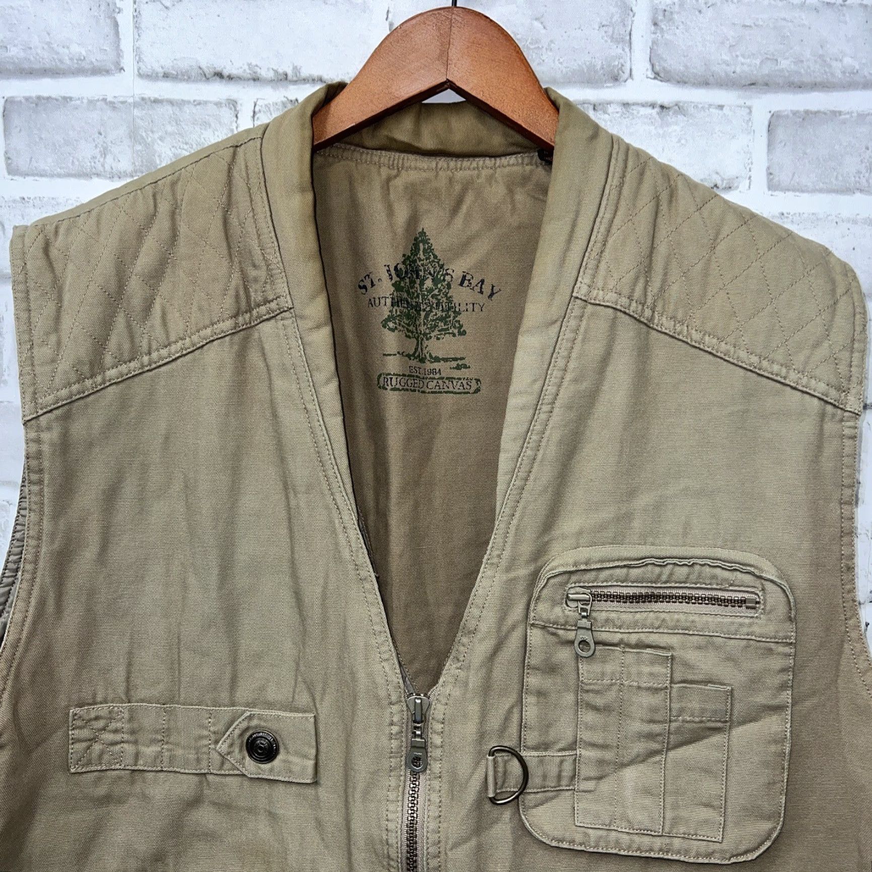 Vintage St Johns Bay Rugged Canvas Safari Hunting Beige Vest Mens Size L Size US L / EU 52-54 / 3 - 5 Thumbnail