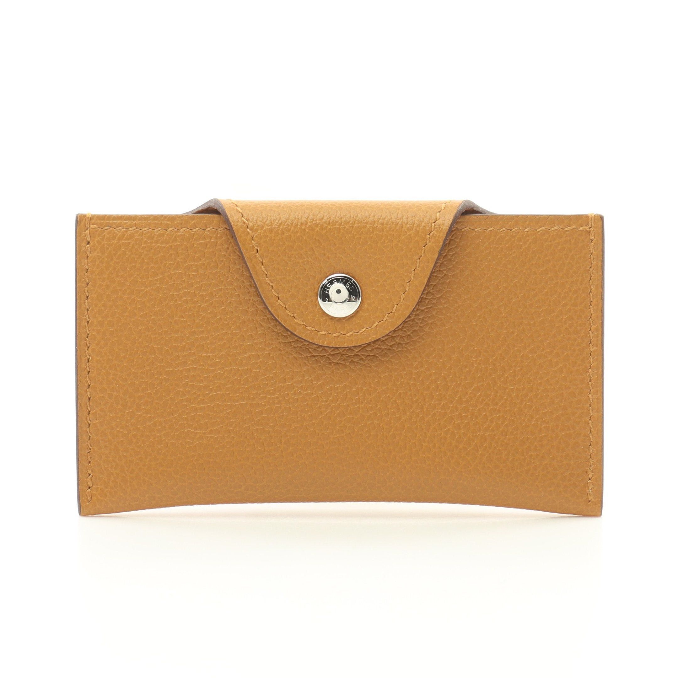 Hermes Hermes The Iliad Sesame Card Case Evercolor Light Brown Silver Hardware Double Engraved Size ONE SIZE - 1 Thumbnail
