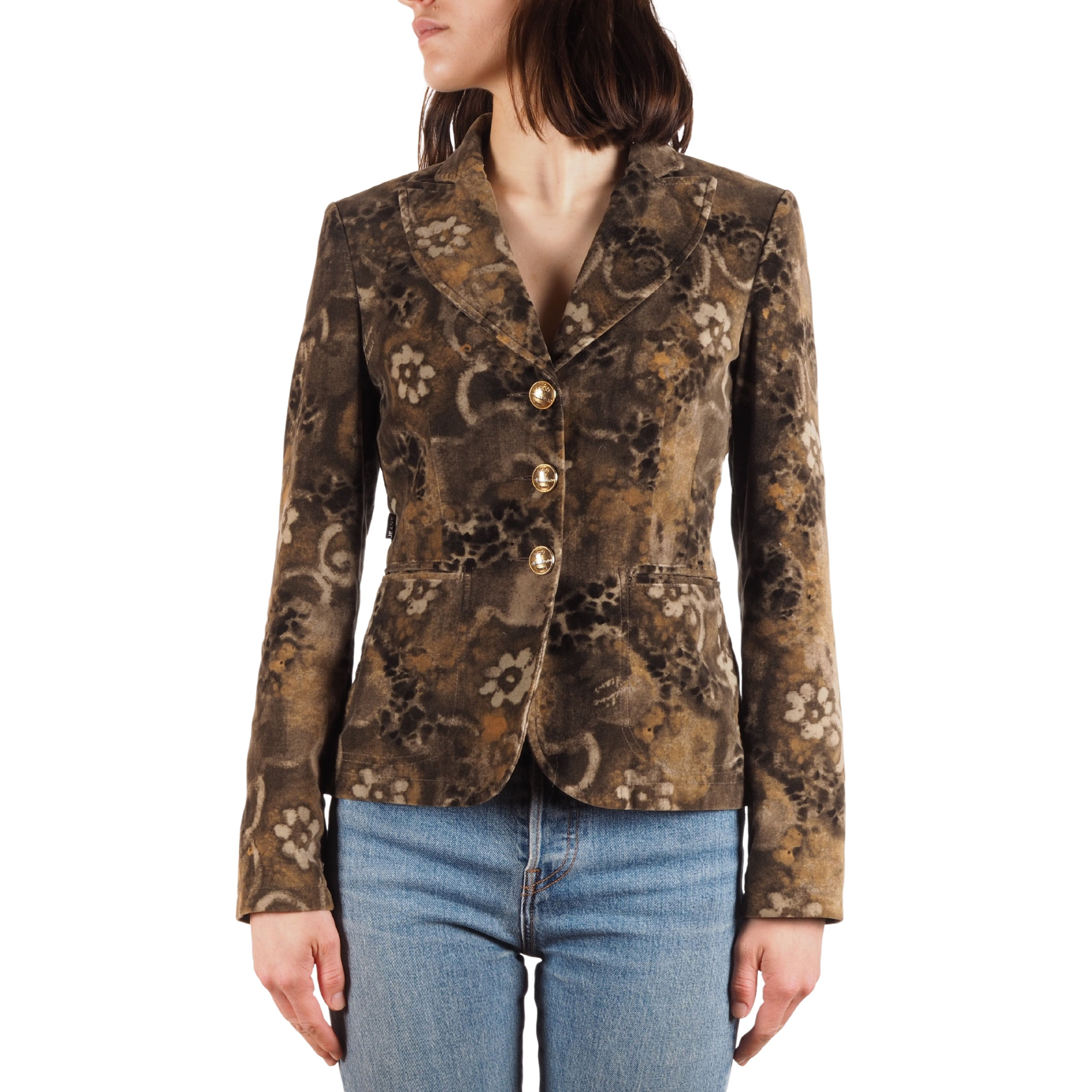 Moschino × Vintage Moschino Jeans Vintage Brown Floral Velour Blazer Jacket Size S / US 4 / IT 40 - 1 Thumbnail