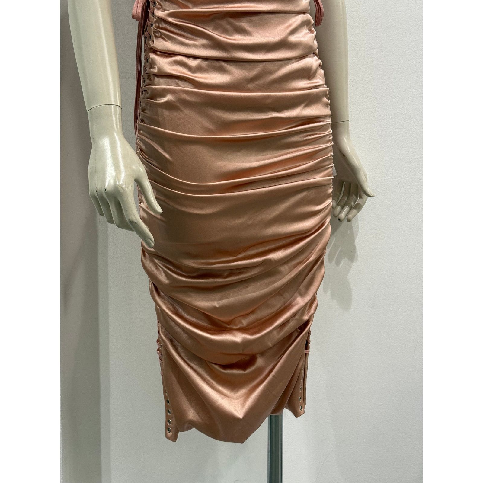 Dolce & Gabbana S/S2003 Dolce & Gabbana lace-up bondage ruched silk dress Size M / US 6-8 / IT 42-44 - 11 Thumbnail