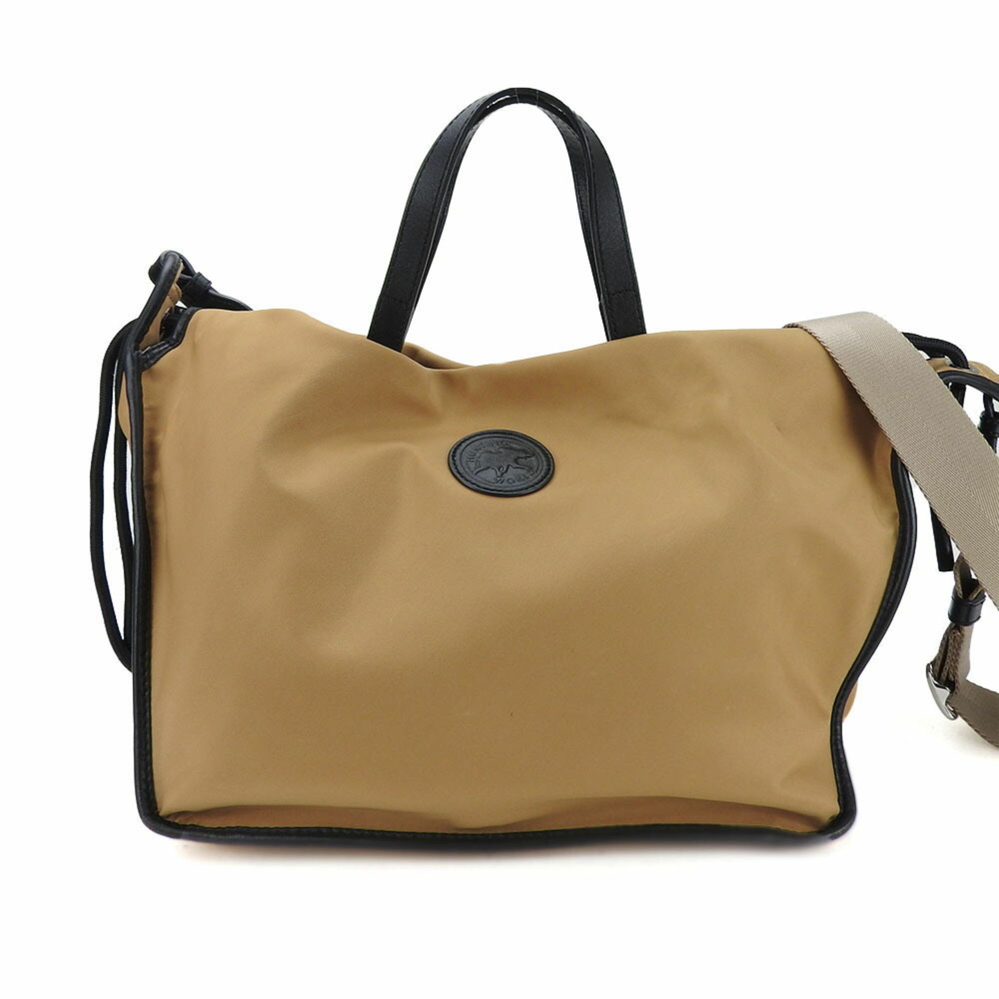 image of Hunting World Hand Bag Shoulder 511703 Nylon Leather Beige Black Ladies Hunting World Hand Bag Shou