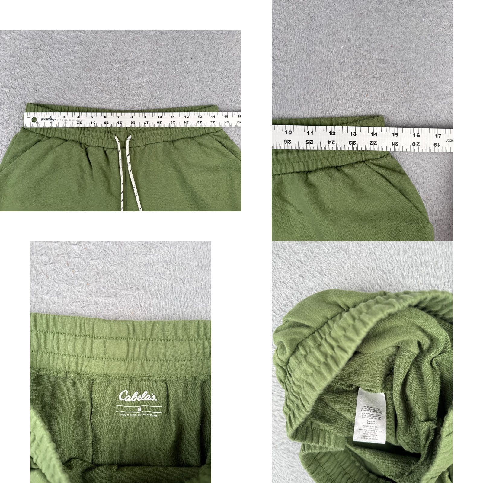 Vintage Cabela's Shorts Women Medium Green Elastic Waist Sweat French Terry Cotton 32x3 Size 32" / US 10 / IT 46 - 8 Thumbnail
