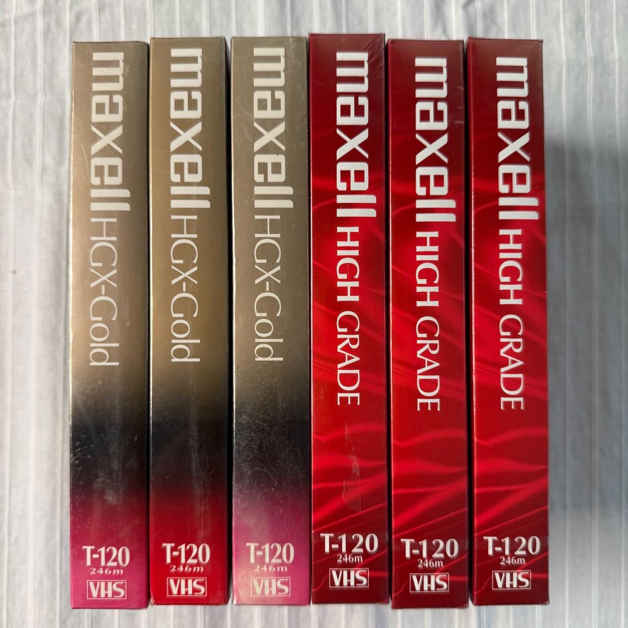 Other Lot of 6 VTG Maxell VHS Tapes T-120 High Grade & HGX-Gold Size ONE SIZE - 1 Thumbnail