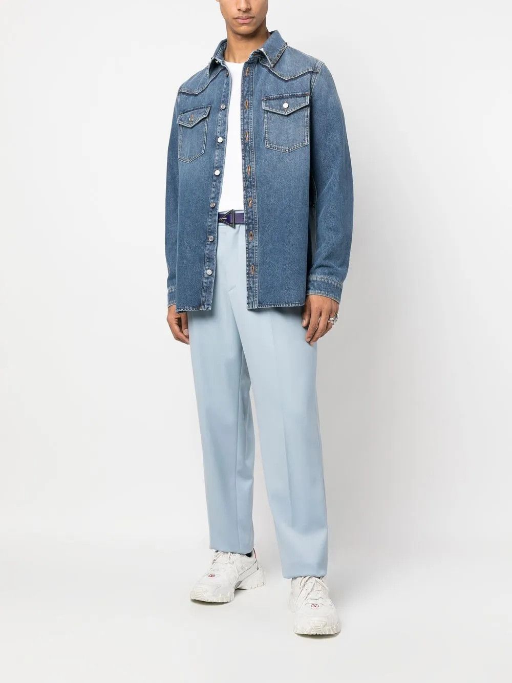 Valentino o1y0525 Denim Shirt in Blue Size US S / EU 44-46 / 1 - 5 Thumbnail