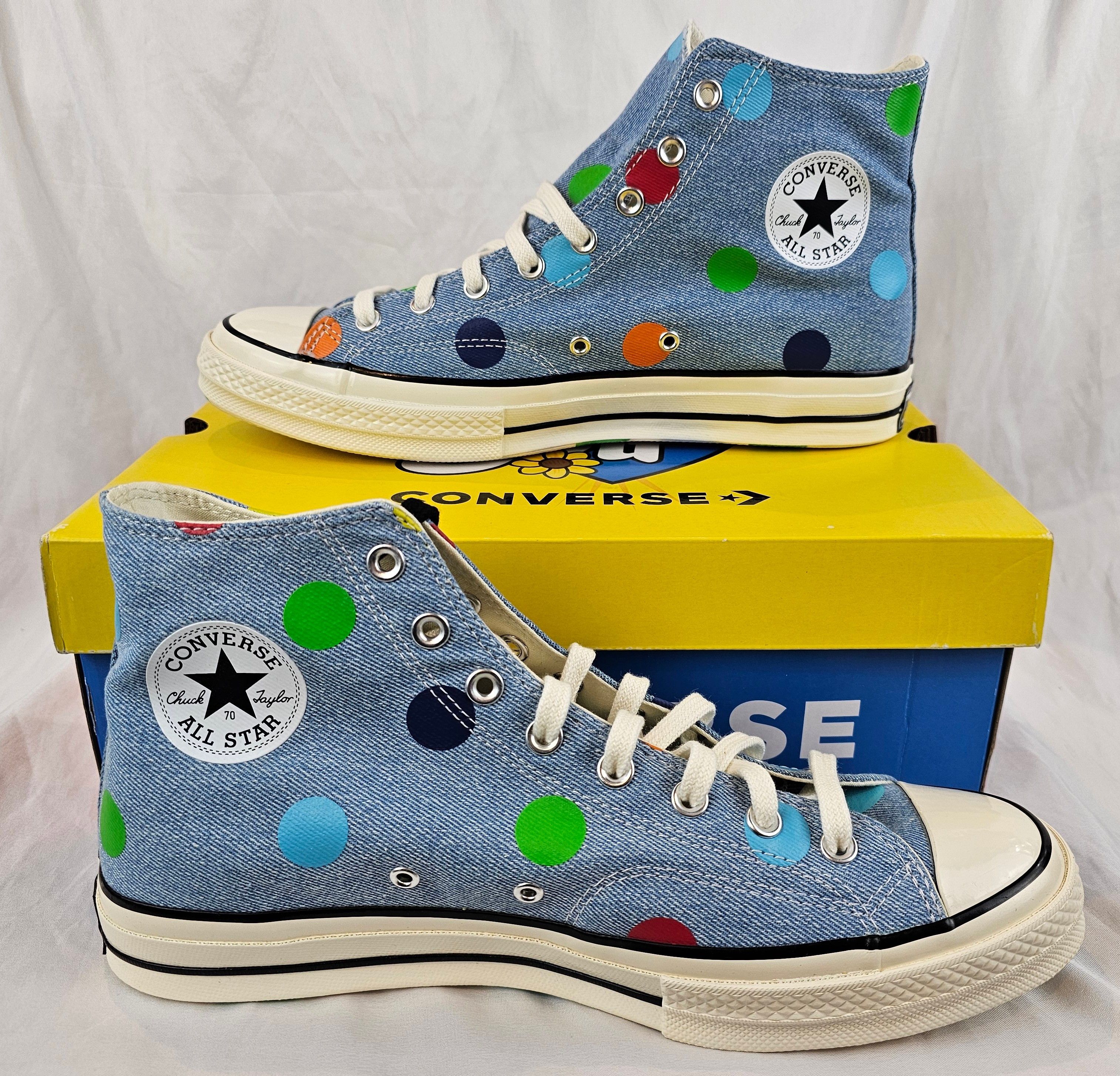 Converse Chuck Taylor All-Star 70 Hi Golf Wang Denim Polka Dots Size US 11.5 / EU 44-45 - 3 Thumbnail