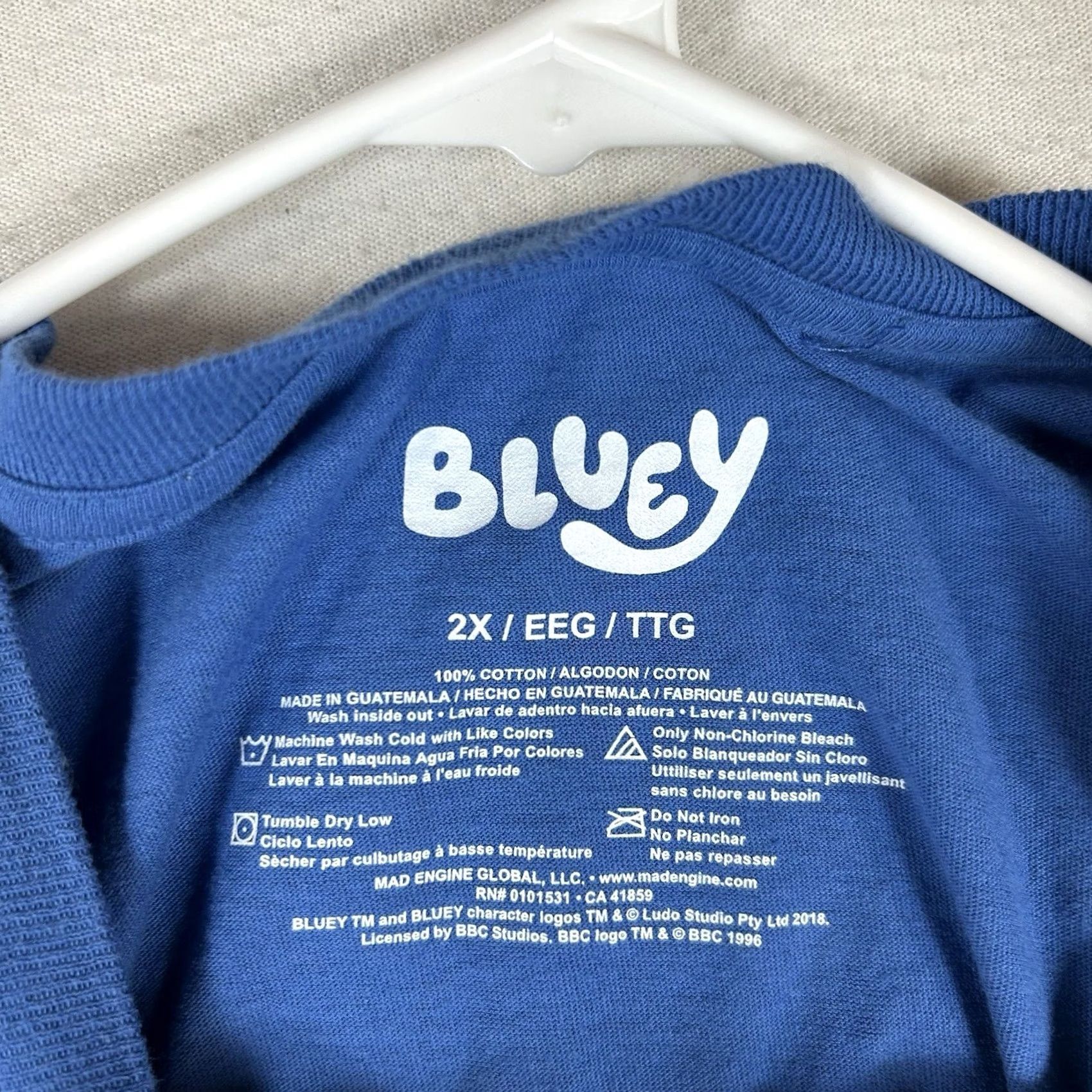 Vintage Bluey Graphic Print T-Shirt Crew Neck Short Sleeve Womens 2XL Blue Casual Tee Top Size XXL / US 16-18 / IT 52-54 - 4 Thumbnail