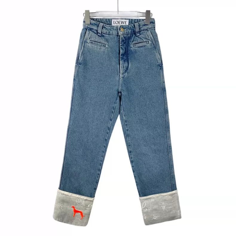 Loewe Loewe Blue logo leather card cotton rolled edge casual den Size 42" / US 20 - 1 Thumbnail