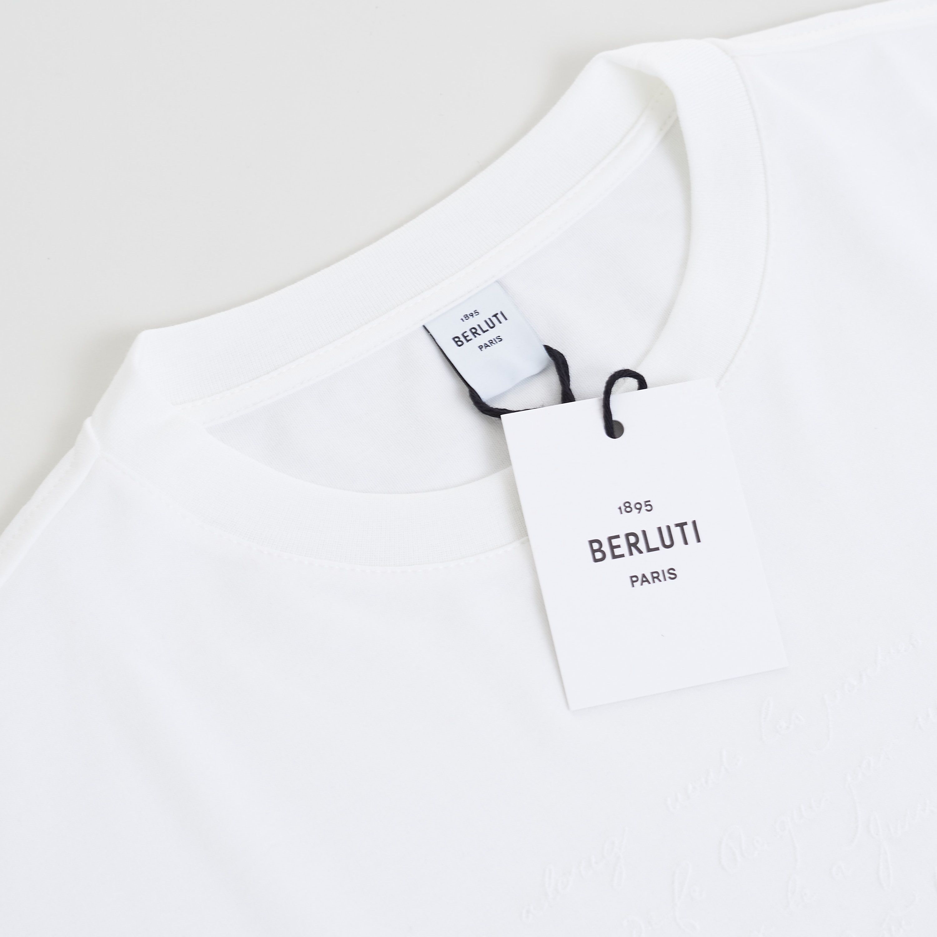 Berluti Embroidered Scritto T-shirt In White Cotton Size US XXL / EU 58 / 5 - 9 Thumbnail