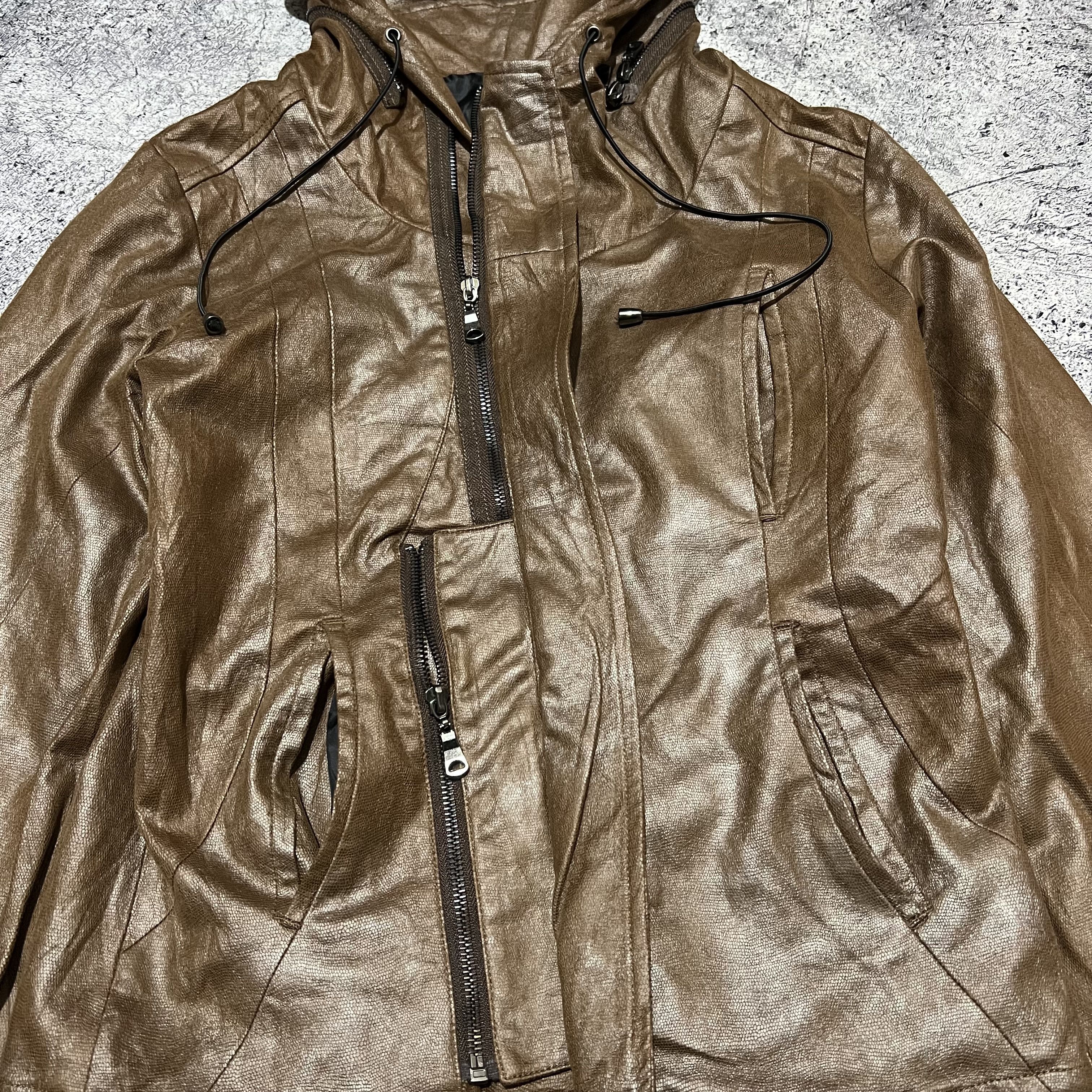 2000s Semantic Design Japan Bono Leather Hodded Jacket lgb
