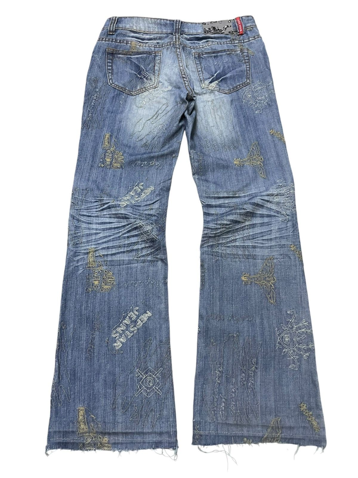 Hysteric Glamour × Japanese Brand Nep Star Japan Embroidery Doodle Heavy Stitch Flare Jeans Size US 30 / EU 46 - 2 Thumbnail