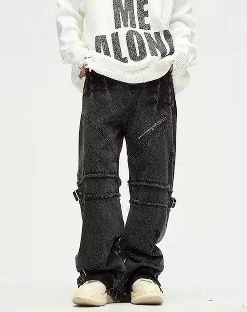 Japanese Brand × Jean Black Gothic Pants Wide Leg Baggy Jeans Size US 30 / EU 46 - 1 Thumbnail
