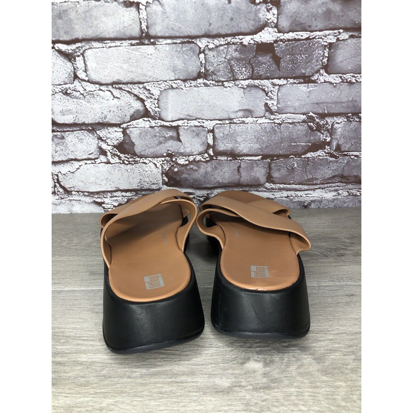 Other Fitflop F-Mode Brown Leather Flatform Cross Strap Slides Wom Size US 10 / IT 40 - 4 Thumbnail