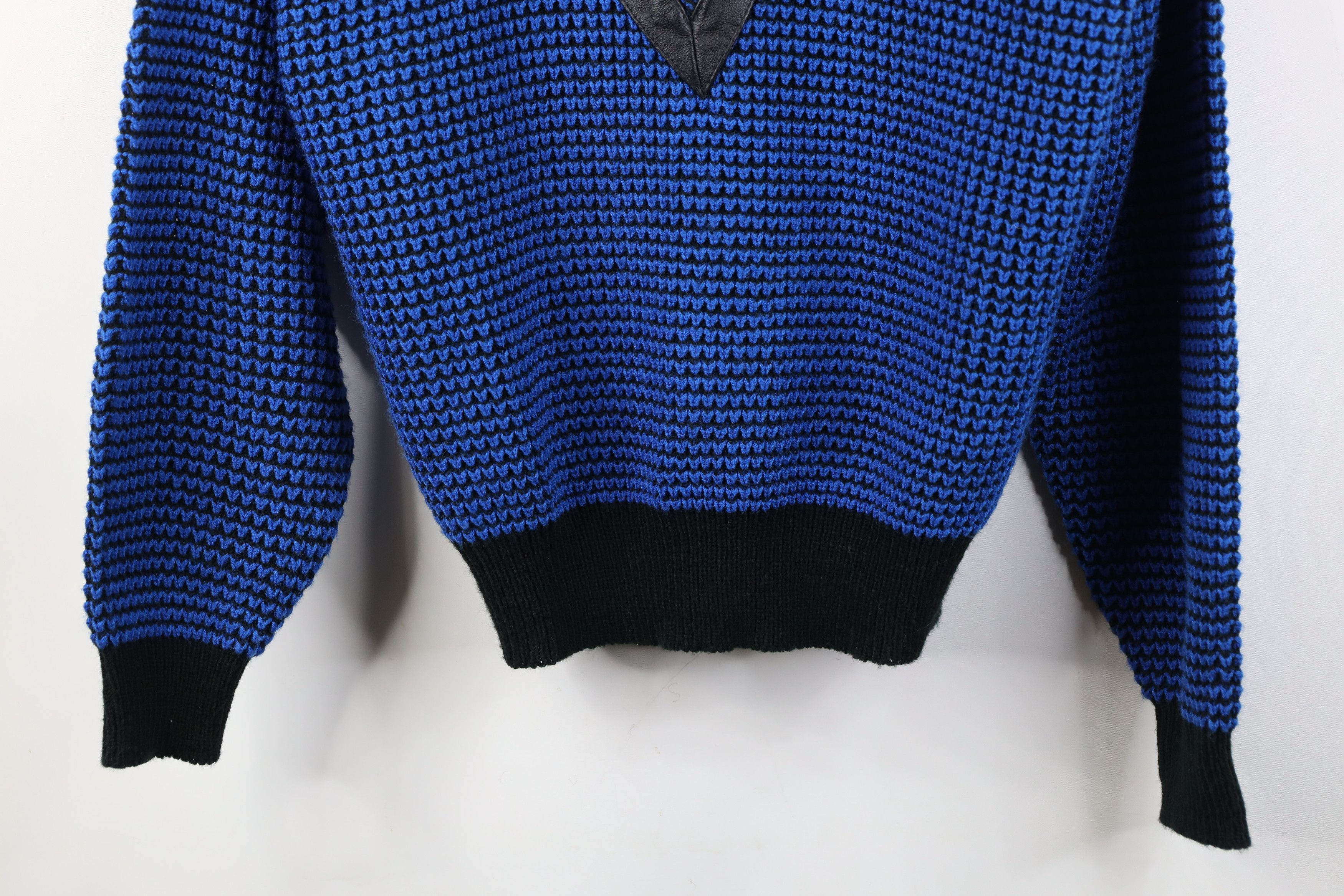 Vintage Vintage 90s Streetwear Trim Chunky Thermal Knit Sweater Blue Size US M / EU 48-50 / 2 - 3 Thumbnail