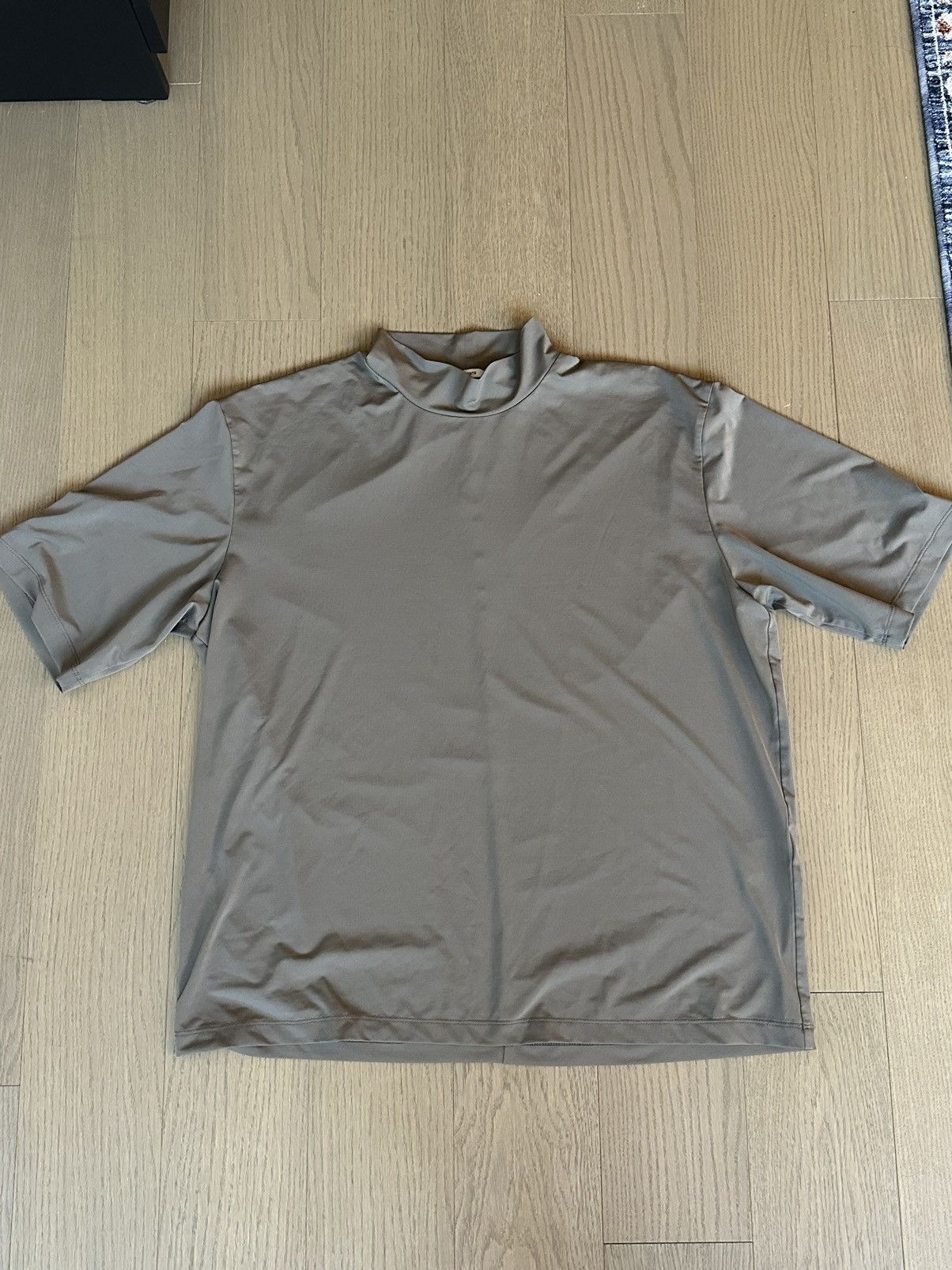 AMOMENTO Grey Polyester Mock Neck T-Shirt Size US L / EU 52-54 / 3 - 1 Thumbnail
