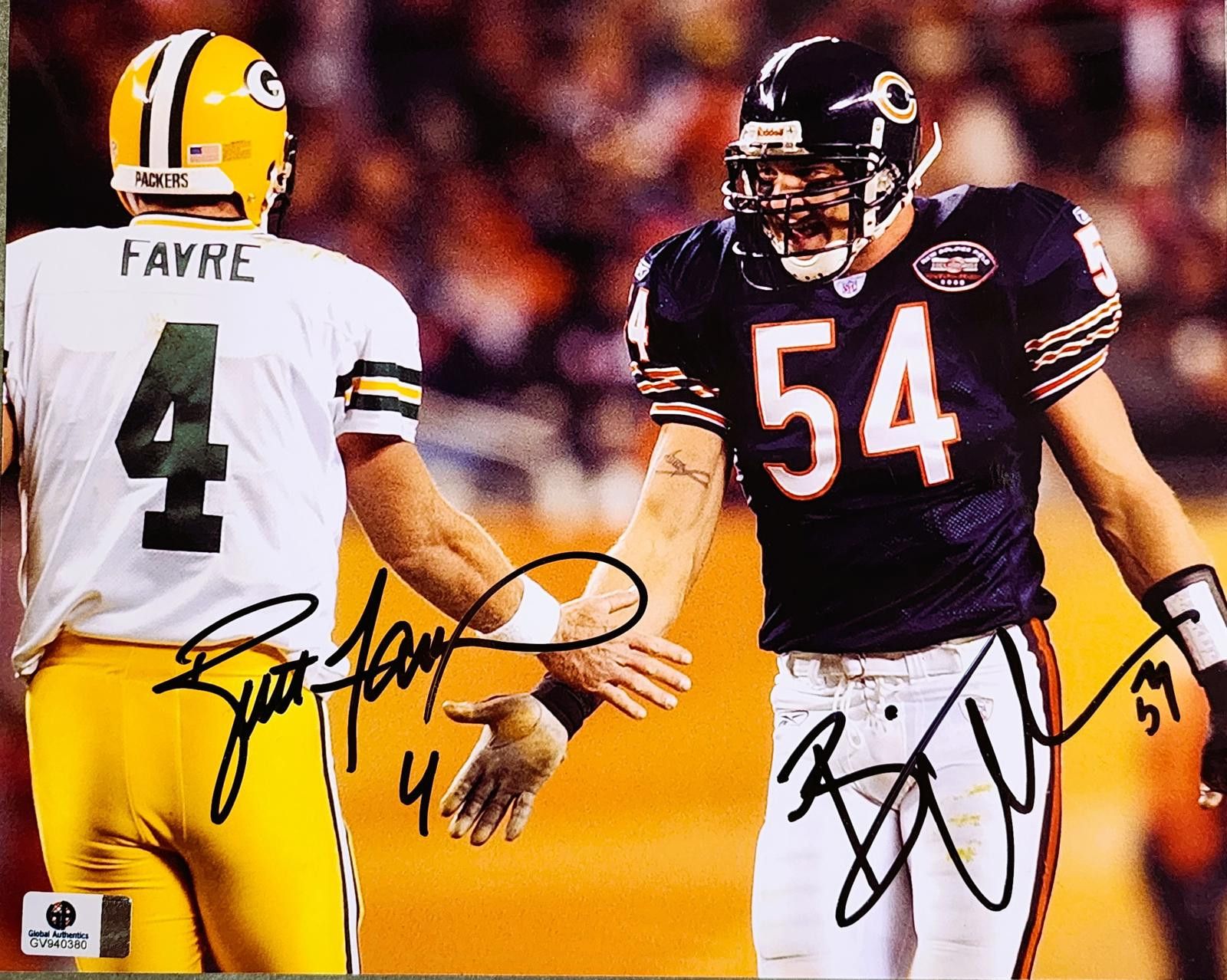 Unknown London Signed NFL Photo Featuring Brett Favre and Brian Urlacher Size ONE SIZE - 1 Thumbnail
