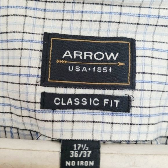 Arrow Classic Fit Checkered Collared Long Sleeve Button-Up Shirt Size US XL / EU 56 / 4 - 5 Thumbnail